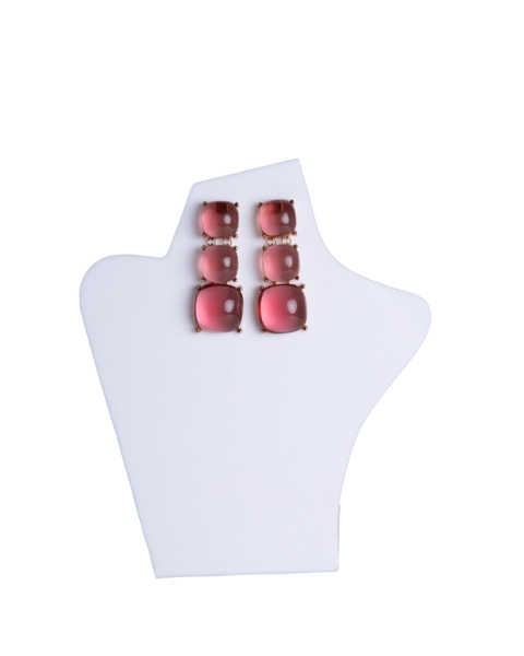 Imagem de BRINCO 3 QUADRADOS ARREDONDADOS ROSA