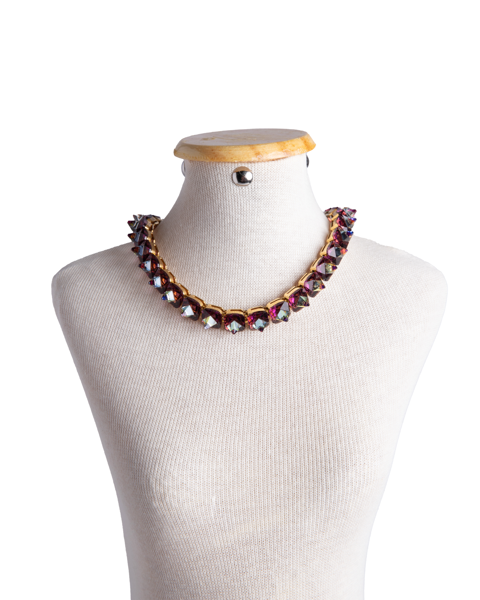Imagem de COLAR ORTYX CHOKER PYRAMID SPIKE ROSA SWAROVSKI