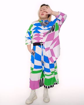 Imagem de CONJUNTO QUADRICULADO ROSA, VERDE E AZUL MARTINS