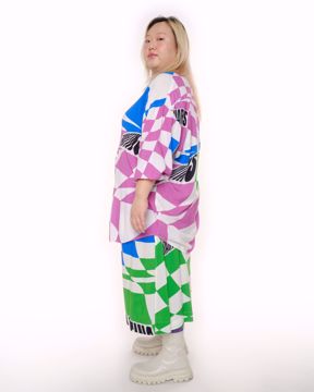 Imagem de CONJUNTO QUADRICULADO ROSA, VERDE E AZUL MARTINS