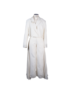 Imagem de CONJUNTO CALÇA BLAZER CROPPED OFF WHITE CREME TEXTURA DOURADA APARTAMENTO 03