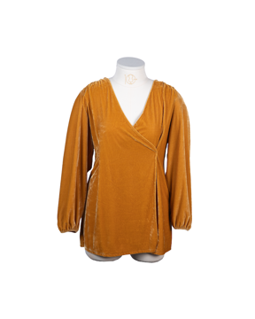 Imagem de VESTIDO ENVELOPE DE VELUDO MOLHADO MOSTARDA