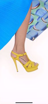 Imagem de SANDÁLIA SALTO AMARELO LEATHER TRIBUTE YVES SAINT LAURENT
