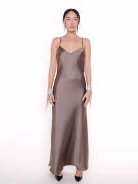 Imagem de VESTIDO SLIPDRESS DE CETIM MARROM ZARA