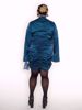 Imagem de VESTIDO GOLA ALTA DE CETIM AZUL PETROLEO PLUS SIZE