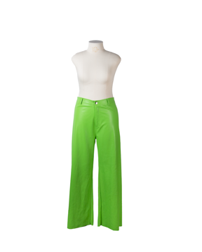 Imagem de CALÇA DE COURO WIDE LEG VERDE NEON