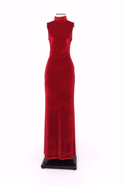 Imagem de VESTIDO LONGO DE VELUDO VERMELHO