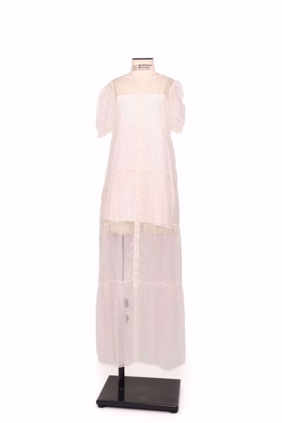 Imagem de VESTIDO MIDI DE ORGANZA DE SEDA TRANSPARENTE OFF WHITE