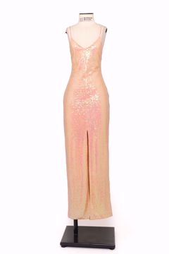 Imagem de VESTIDO LONGO PAETÊ BEGE FURTACOR COM FENDAS