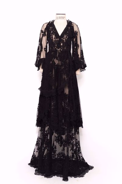 Imagem de VESTIDO LONGO DE SEDA E RENDA PRETO HELO ROCHA