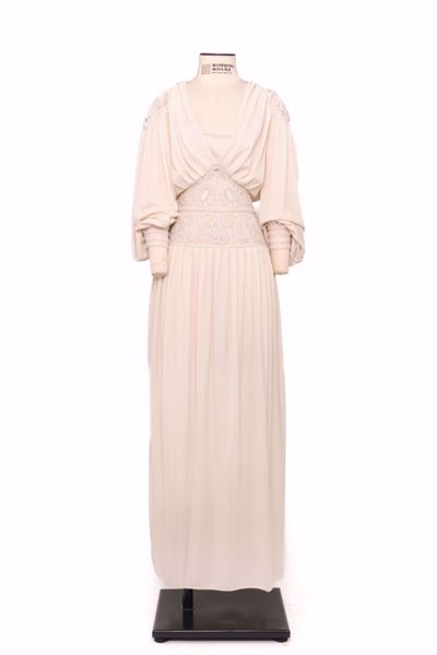 Imagem de VESTIDO LONGO OFF-WHITE MANGA BUFANTES VINTAGE