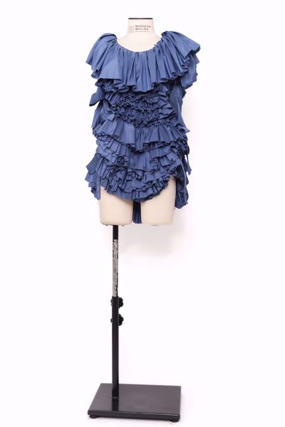 Imagem de VESTIDO AZUL ACINZENTADO BABADOS TIRAS LATERAL