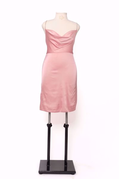 Imagem de VESTIDO MIDI CETIM ROSA ALÇA STRAS GOLA CAIDA