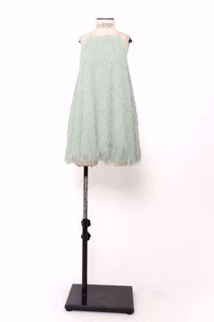 Imagem de VESTIDO BALONE PLUMAS VERDE AGUA ALÇA FINA STRAS