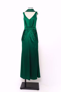 Imagem de VESTIDO FESTA LONGO VERDE SEM MANGA DRAPEADO CINTURA ECHARPE