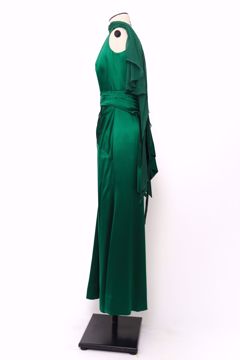 Imagem de VESTIDO FESTA LONGO VERDE SEM MANGA DRAPEADO CINTURA ECHARPE