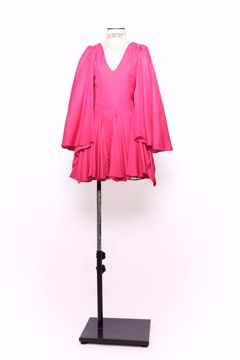 Imagem de VESTIDO SEDA CURTO RODADO DECOTE V MANGA ESVOAÇANTE ROSA ESCURO PINK