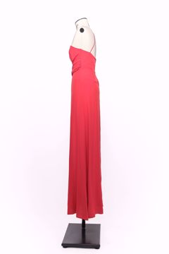 Imagem de VESTIDO VISCOSE VERMELHO FRANZIDO RECORTE LATERAL UM OMBRO SÓ