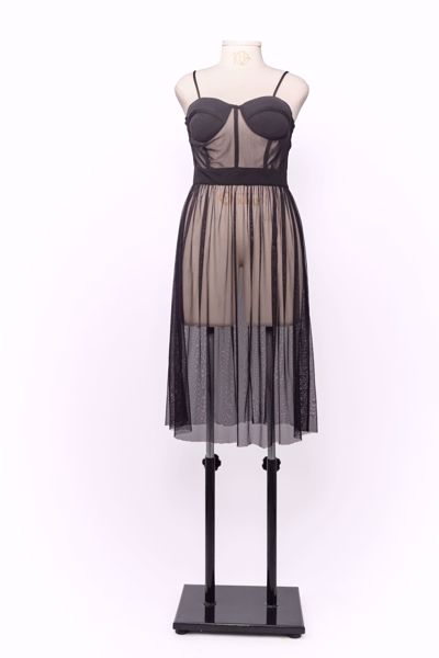 Imagem de VESTIDO TULE PRETO BUSTO ESTRUTURADO MEIA TAÇA ALÇA FINA