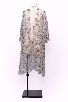 Imagem de KIMONO ORGANZA OFF WHITE ESTAMPA ORIENTAL
